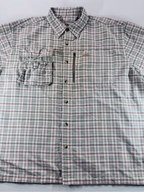 Natural Gear Mens Lightweight Nylon Plaid Vented Fishing Shirt 2XL